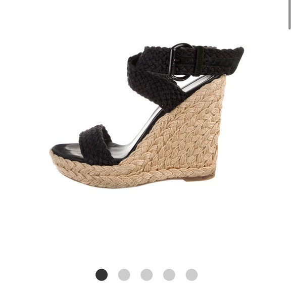 Stuart Weitzman Alex Black Nero Espadrilles Wedges Sandals - Picture 2 of 7